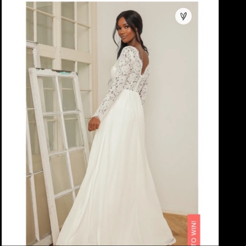 Lulu’s Forever Starts Tonight White Lace Long Sleeve Maxi Dress 1X